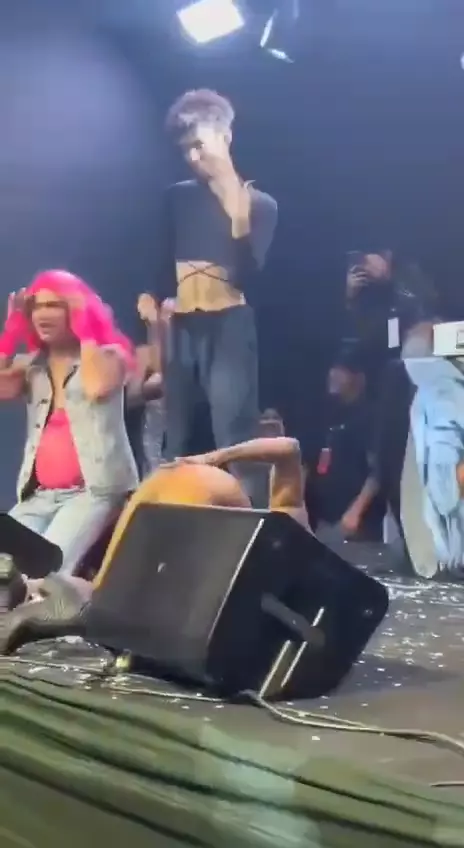 Inês Brasil foi flagrada fazendo um striptease no palco completamente nua