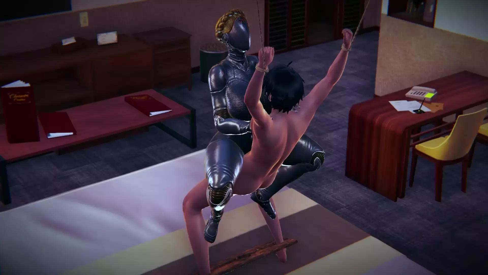 Atomic se divertindo com a perna longa do boy na cama